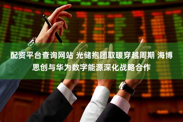 配资平台查询网站 光储抱团取暖穿越周期 海博思创与华为数字能源深化战略合作
